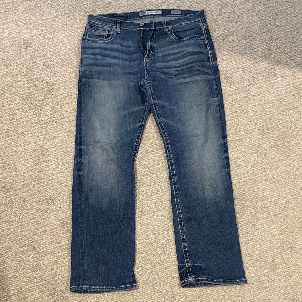 BKE Men's Dark Blue Tyler Straight Jeans